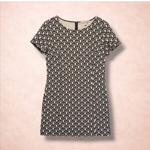 Dex Black & Cream Geometric Mini Dress | Size Large